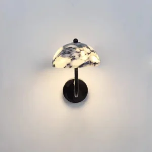 Mid-Century Mushroom Dome Bvlgari Marble Curved Arm Wall Sconce WC3013 3