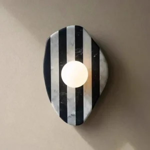 Art Deco Striped Irregular Marble Single Wall Sconce for Villa Hotel Corridor Interior WC3015 1