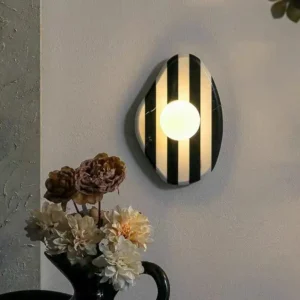 Art Deco Striped Irregular Marble Single Wall Sconce for Villa Hotel Corridor Interior WC3015 2