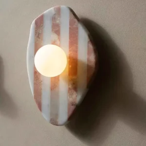 Art Deco Striped Irregular Marble Single Wall Sconce for Villa Hotel Corridor Interior WC3015 5