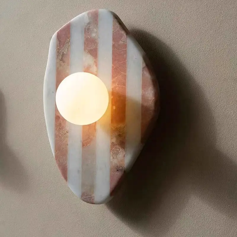 Art Deco Striped Irregular Marble Single Wall Sconce for Villa Hotel Corridor Interior WC3015 5