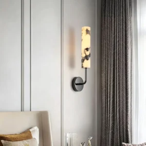 Mimimalist Curved Arm Cylinder Bvlgari Marble Wall Sconce for Bedroom Bathroom Decor WC3016 1