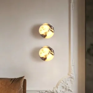 Minimalist Globe Bvlgari Marble Flush Mount Wall Sconce for Bathroom Entryway WC3017 1