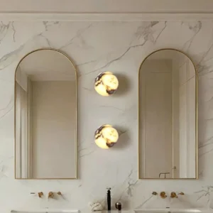 Minimalist Globe Bvlgari Marble Flush Mount Wall Sconce for Bathroom Entryway WC3017 2