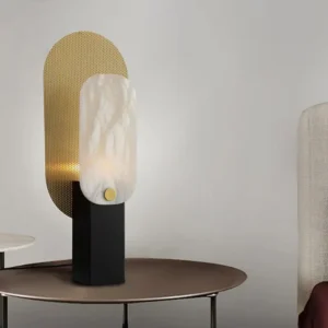 Contemporary Geometric Metal and Alabaster Table Lamp TL-K009 1