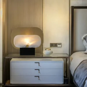 Contemporary Geometric Metal and Alabaster Table Lamp TL-K009 4