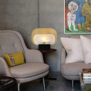 Contemporary Geometric Metal and Alabaster Table Lamp TL-K009 5