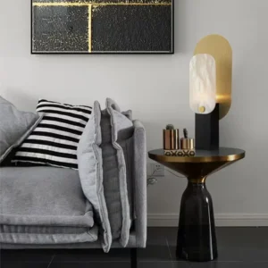 Contemporary Geometric Metal and Alabaster Table Lamp TL-K009 6