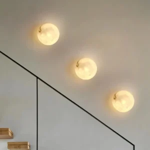 Minimalist Globe Natural Alabaster Flush LED Wall Sconce WD4004 2