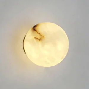 Minimalist Globe Natural Alabaster Flush LED Wall Sconce WD4004 5