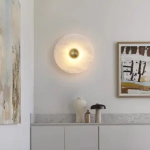 Modern Disc Alabaster &Brass Metal LED Wall Lamp WD4005 1