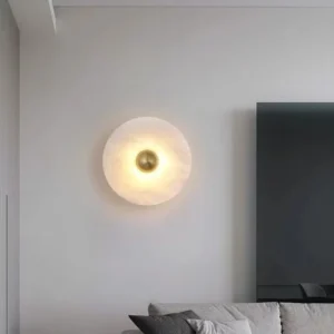 Modern Disc Alabaster &Brass Metal LED Wall Lamp WD4005 3