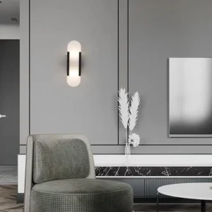Modern Vertical Capsule Alabaster With Metal LED Wall Lamp WD4010 1