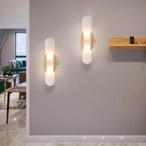 Modern Vertical Capsule Alabaster With Metal LED Wall Lamp WD4010 4
