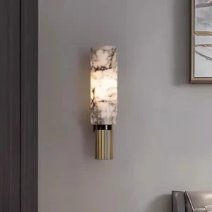Modern Cylinder Alabaster With Metal Base Wall Sconce WD4011 5