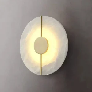 Minimalist Round Shape Alabaster& Metal LED Wall Sconce WD4012 2