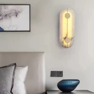 Minimalist Oval Shape Alabaster& Metal LED Wall Sconce WD4012 4