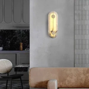 Minimalist Oval Shape Alabaster& Metal LED Wall Sconce WD4012 5