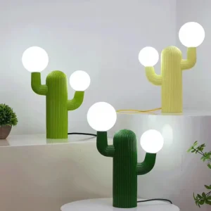 Creative Cactus Resin Table Lamp with Opal Glass Golbes TL-E028 4