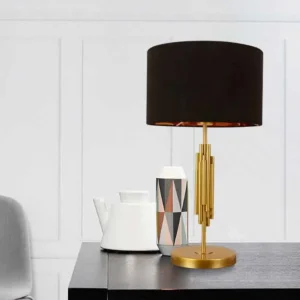 Modern Gold Metal Table Lamp with Black Fabric Shade TL-B001 2