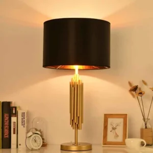 Modern Gold Metal Table Lamp with Black Fabric Shade TL-B001 3