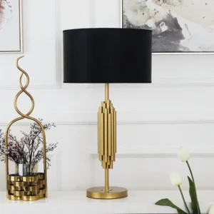 Modern Gold Metal Table Lamp with Black Fabric Shade TL-B001 4