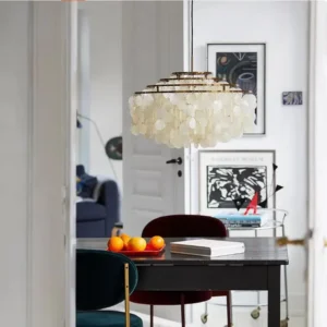 Modern Natural Capize Shell Tiered Chandelier MB2011 1