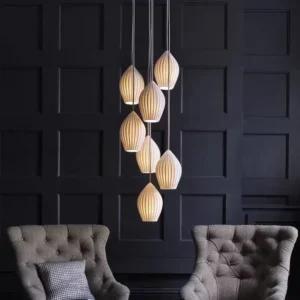 Modern Ribbed White Ceramic Pendant Light MA1004 2