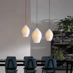 Modern Ribbed White Ceramic Pendant Light MA1004 3