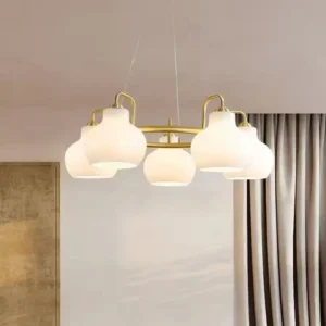 Nordic Vintage Milk Glass Chandelier for Living Room MB2006 1