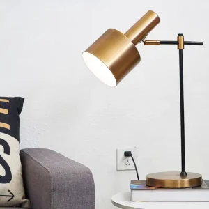 Modern Brass Finish Metal Cylinder Table Lamp TL-B010 4