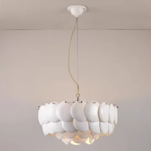 Minimalist White Ceramic Layered Petal Chandelier MB2008 3