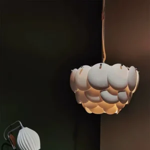 Minimalist White Ceramic Layered Petal Chandelier MB2008 4