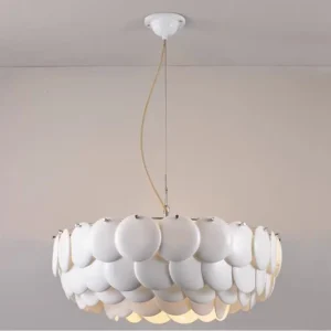 Minimalist White Ceramic Layered Petal Chandelier MB2008 5
