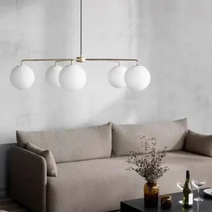 Mid-Century Modern 5-Heads Globe Glass Chandelier for Living Room MB2009 1