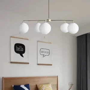 Mid-Century Modern 5-Heads Globe Glass Chandelier for Living Room MB2009 3
