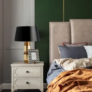 Modern Stacked Metal Table Lamp with Black Fabric Shade TL-B020 1