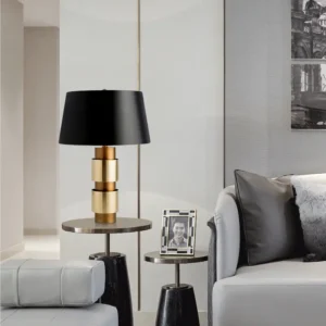 Modern Stacked Metal Table Lamp with Black Fabric Shade TL-B020 3
