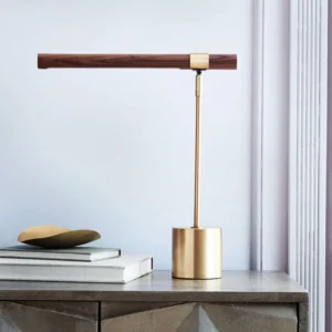 Minimalist Linear Brass & Walnut Metal Table Lamp TL-B025 2