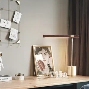 Minimalist Linear Brass & Walnut Metal Table Lamp TL-B025 4