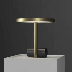 Modern Round Disc Brass & Black Metal Table Lamp TL-B033 3