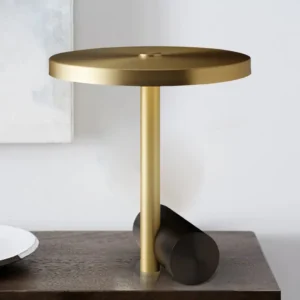 Modern Round Disc Brass & Black Metal Table Lamp TL-B033 4