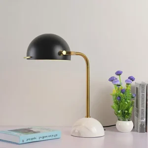 Mid-Century Style Marble & Brass Finish Curved Arm Table Lamp TL-D013 4
