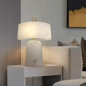 Modern Alabaster Table Lamp with Metal Ring Handle TL-K005 4
