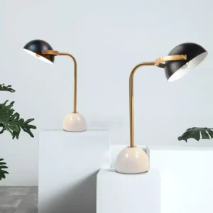 Mid-Century Style Marble & Brass Finish Curved Arm Table Lamp TL-D013 3