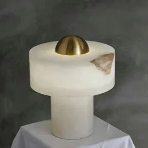 Modern Alabaster Table Lamp with Brass Dome Accent TL-K002 3