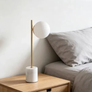 Minimalist Marble Base Opal Glass Globe Table Lamp TL-D012 2