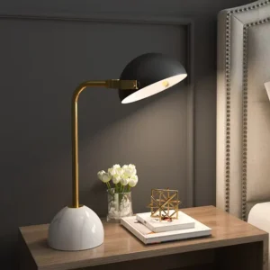 Mid-Century Style Marble & Brass Finish Curved Arm Table Lamp TL-D013 2