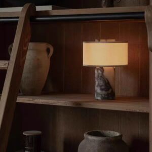 Marble Column Table Lamp with Fabric Shade TL-D001 4