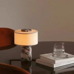 Marble Column Table Lamp with Fabric Shade TL-D001 3